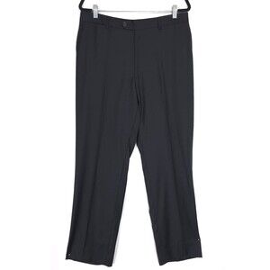 Byron Luca di Marco Men’s Dress Pants Size 52 US 34x31 Black 100% WOOL 150’s B0P